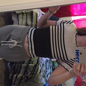 Striped white dark green blouse